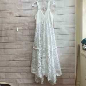 EVER AFTER LACE EYELET POM POM MAXI DRESS‎ IN WHITE
